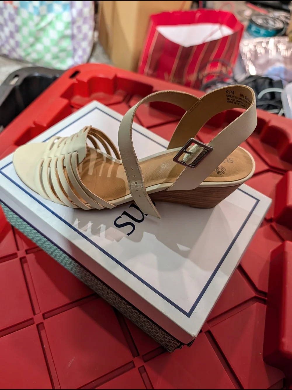 Susina Cream Strappy Wedge Sandal